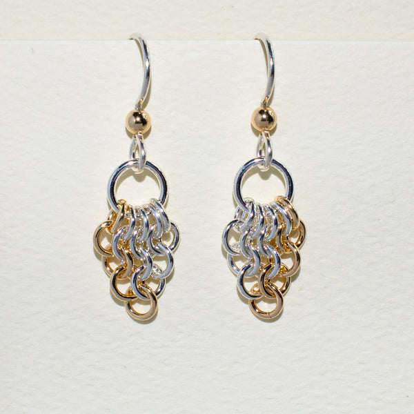 Sterling silver and gold-filled European 4-in-1 chain maille earrings