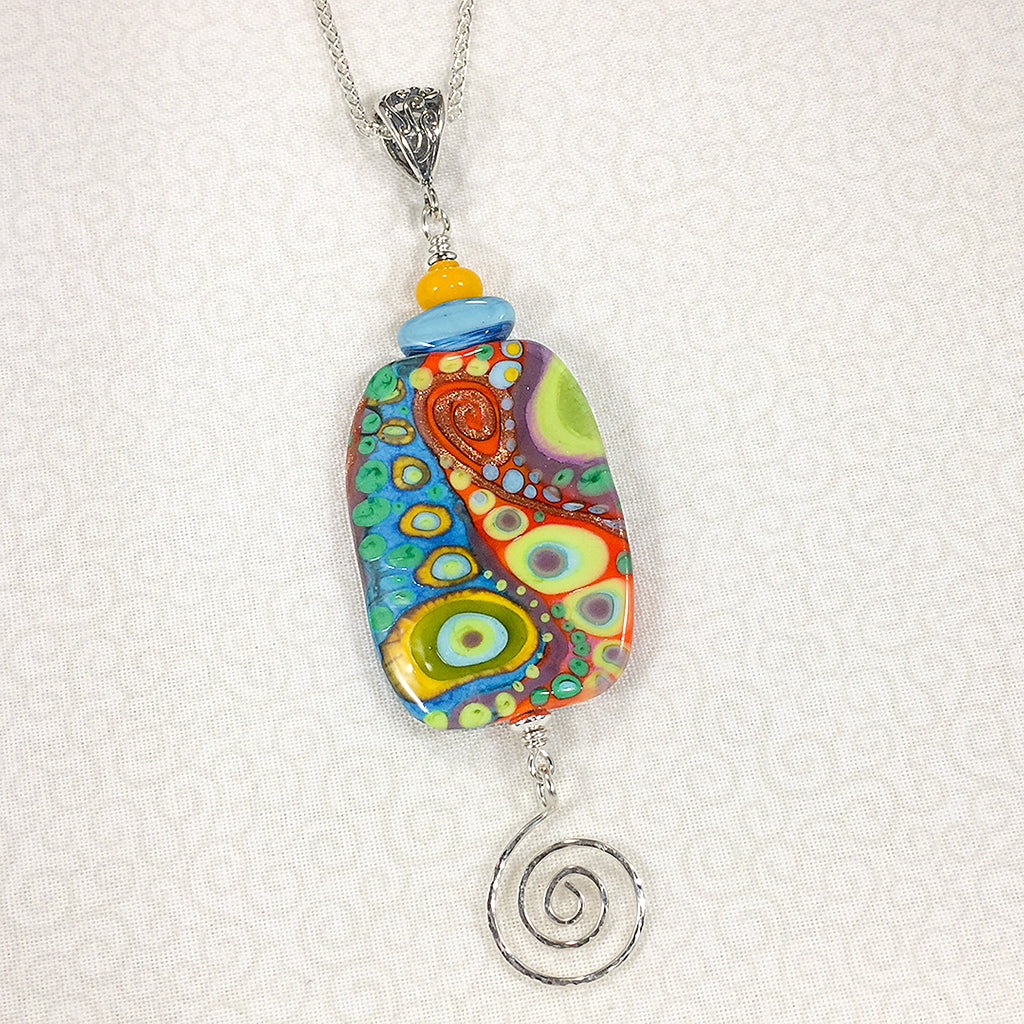Allegro reversible pendant with abstract art glass bead – Elfin Rabbit ...