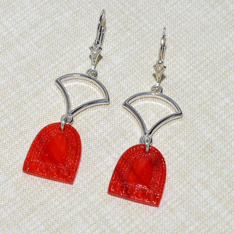 Esme silver Art Deco earrings with red vintage glass