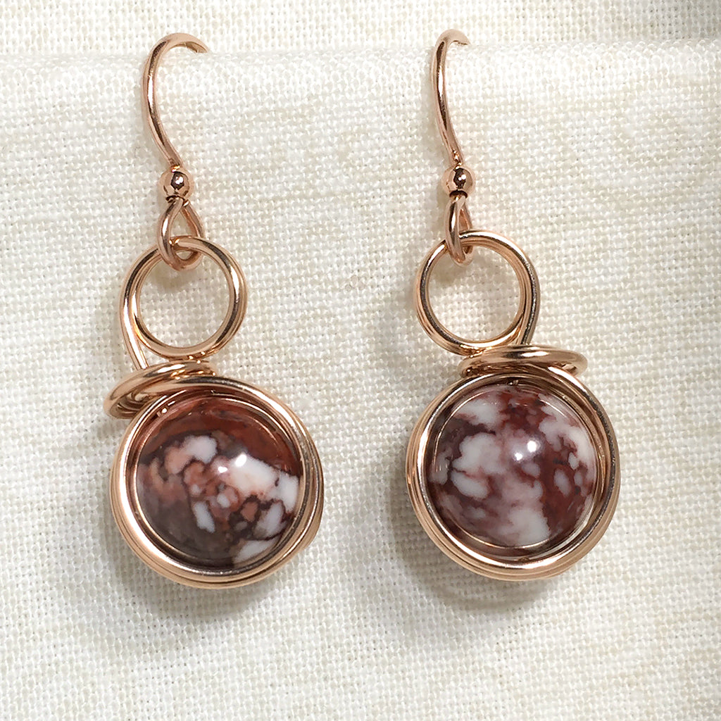 Marana rose gold earrings with Wild Horse magnesite beads – Elfin ...