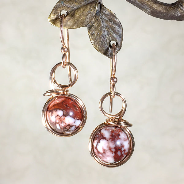 Marana rose gold earrings with Wild Horse magnesite beads – Elfin ...