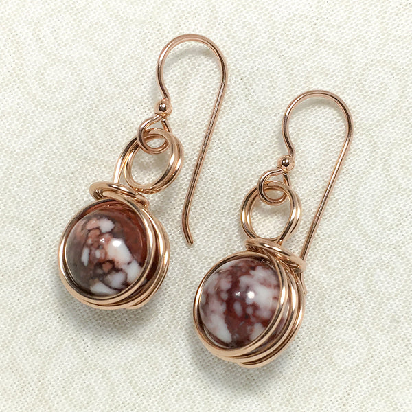 Marana rose gold earrings with Wild Horse magnesite beads – Elfin ...